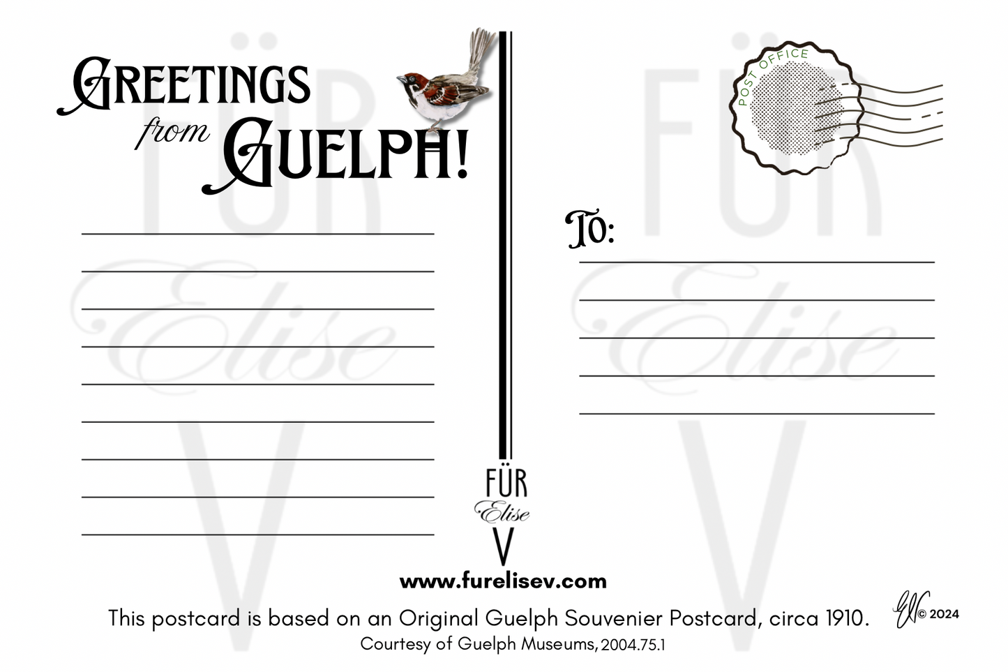 “GREETINGS FROM GUELPH”~ POSTCARD