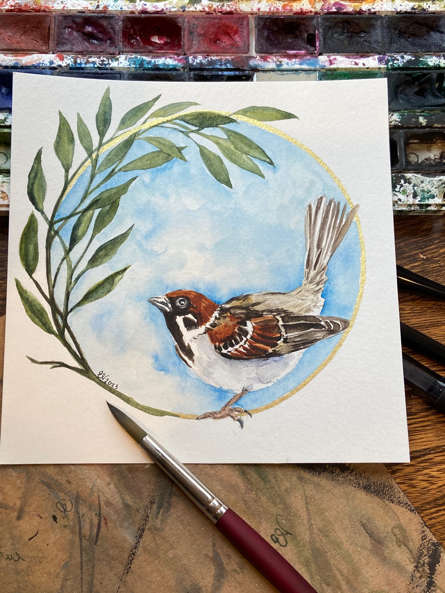 PERCHED SPARROW