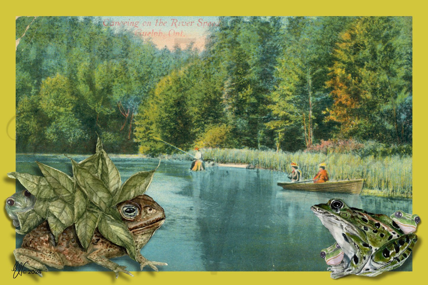 “CANOEING ON THE RIVER SPEED” ~ POSTCARD