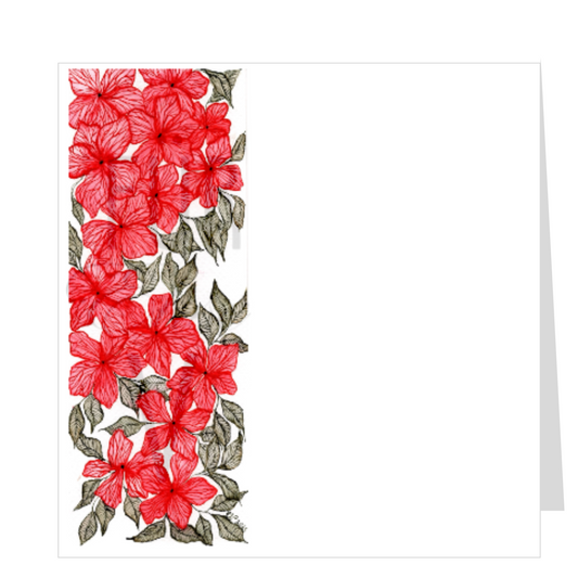 RED FLOWER CASCADE - INK DRAWING