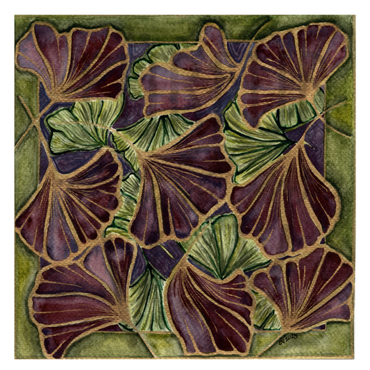 BURGUNDY & GREEN GINKGO DECOR