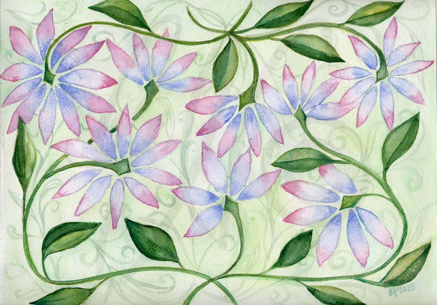 PASTELS ON FAINT GREEN