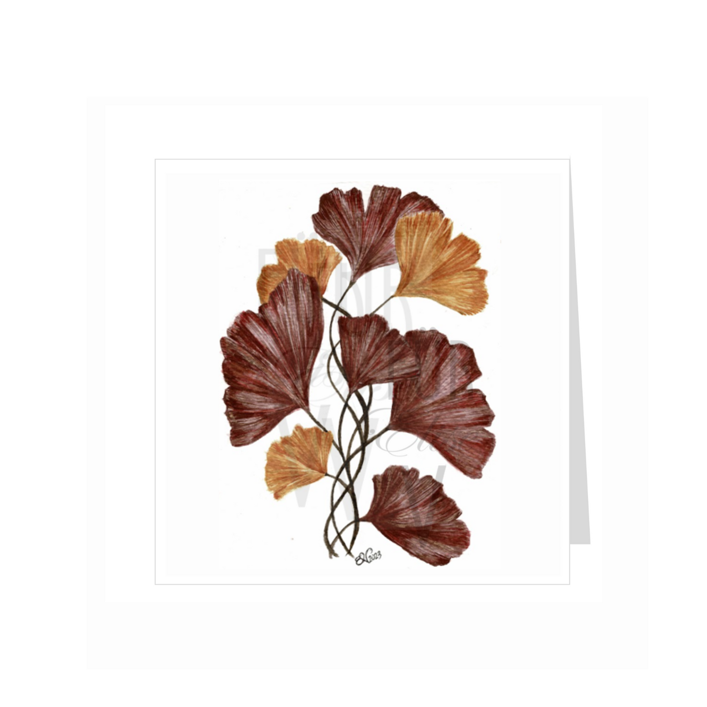 GINKGO IN BURGUNDY & GOLD
