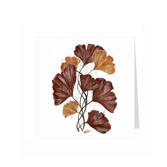 GINKGO IN BURGUNDY & GOLD
