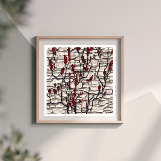 STONE WALL WITH VINES